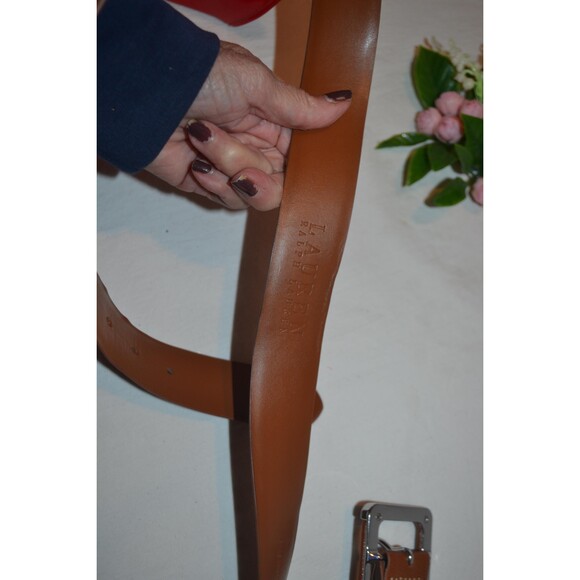 Vintage Lauren Box Silver Buckle Belt with Leather Body - Picture 3 of 5